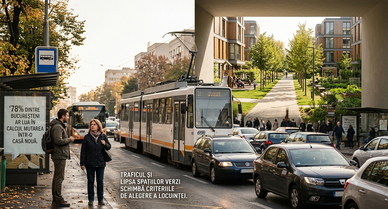 78% dintre bucureșteni ar lua în calcul mutarea într-o casă nouă. Traficul și lipsa spațiilor verzi schimbă criteriile de alegere a locuinței