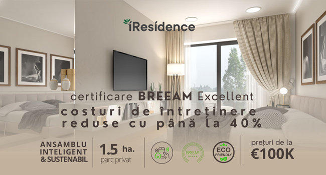 Descoperă iResidence la TNI-  apartamente SMART certificate BREEAM Excellent!